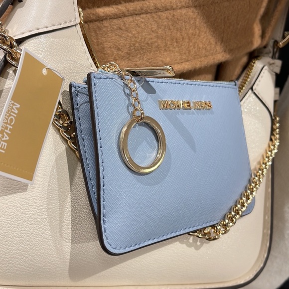 MICHAEL KORS SMALL TOP ZIP COINPOUCH WITH ID CARD CASE WALLET 
PALE BLUE 
NWT - Picture 7 of 16